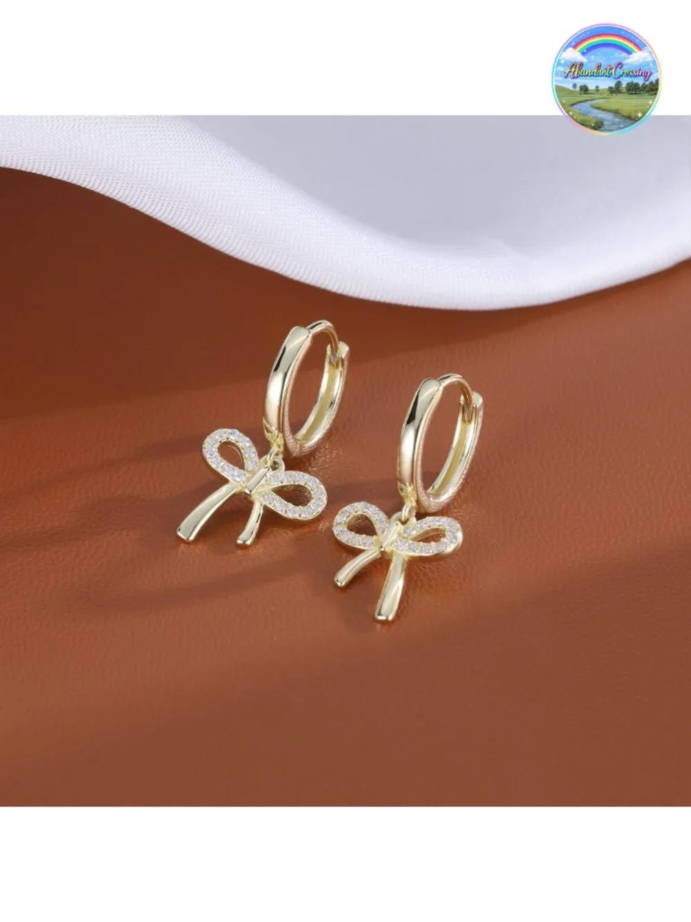 925 Sterling Silver Bow Drop Hoop Earrings for Women
